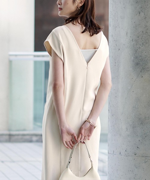 UR'S（ユアーズ）の「キーネックIラインワンピース（ワンピース・レディース・ブラック/オフホワイト・S/M/L/PS(XS－S)）」の6枚目の写真