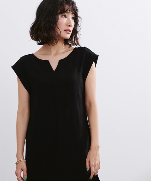 UR'S（ユアーズ）の「キーネックIラインワンピース（ワンピース・レディース・ブラック/オフホワイト・S/M/L/PS(XS－S)）」の16枚目の写真