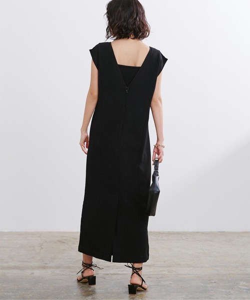 UR'S（ユアーズ）の「キーネックIラインワンピース（ワンピース・レディース・ブラック/オフホワイト・S/M/L/PS(XS－S)）」の13枚目の写真