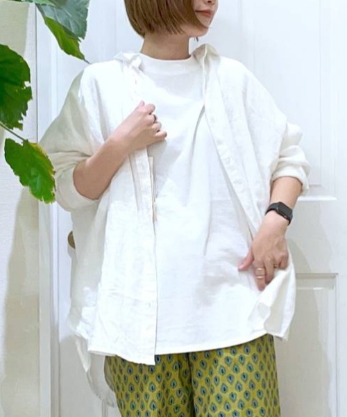 studio CLIP（スタディオクリップ）の「USAチュニックTシャツ（Tシャツ/カットソー・レディース・ホワイト/ブラック/ベージュ/ピンク/グリーン/サックスブルー・MEDIUM/LARGE）」の2枚目の写真