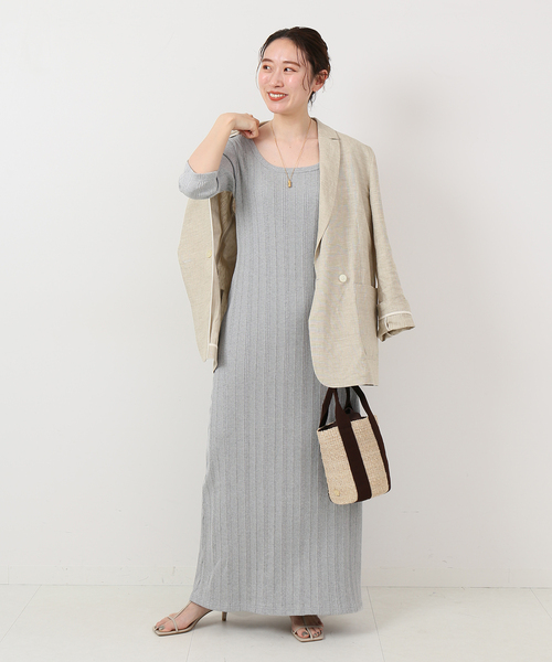 IENA(イエナ)の「ランダムリブIラインカットワンピース(ワンピース・レディース・ライトグレー/ブラック・36/38)」の10枚目の写真