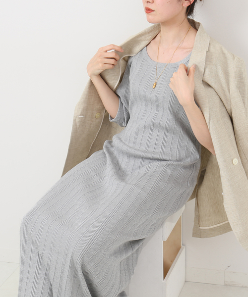 IENA(イエナ)の「ランダムリブIラインカットワンピース(ワンピース・レディース・ライトグレー/ブラック・36/38)」の12枚目の写真