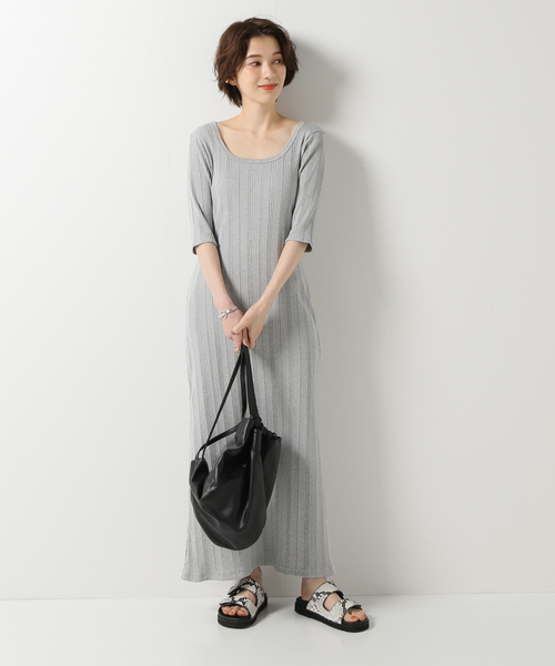 IENA(イエナ)の「ランダムリブIラインカットワンピース(ワンピース・レディース・ライトグレー/ブラック・36/38)」の14枚目の写真