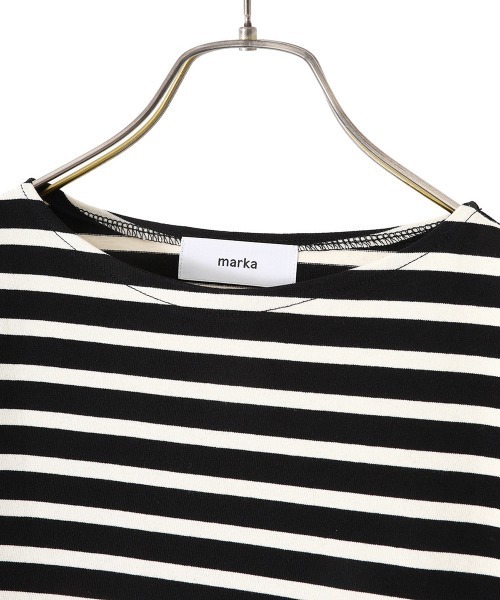 marka（マーカ）の「marka / マーカ：BASQUE SHIRT S/S - organic cotton knit border -：M22B-12CS01B[COR]（Tシャツ/カットソー・メンズ・ホワイト×ブルー/ブラック系/ネイビー系・1/2/3）」の11枚目の写真