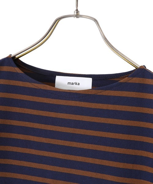 marka（マーカ）の「marka / マーカ：BASQUE SHIRT S/S - organic cotton knit border -：M22B-12CS01B[COR]（Tシャツ/カットソー・メンズ・ホワイト×ブルー/ブラック系/ネイビー系・1/2/3）」の16枚目の写真