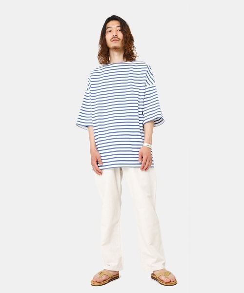 marka（マーカ）の「marka / マーカ：BASQUE SHIRT S/S - organic cotton knit border -：M22B-12CS01B[COR]（Tシャツ/カットソー・メンズ・ホワイト×ブルー/ブラック系/ネイビー系・1/2/3）」の22枚目の写真