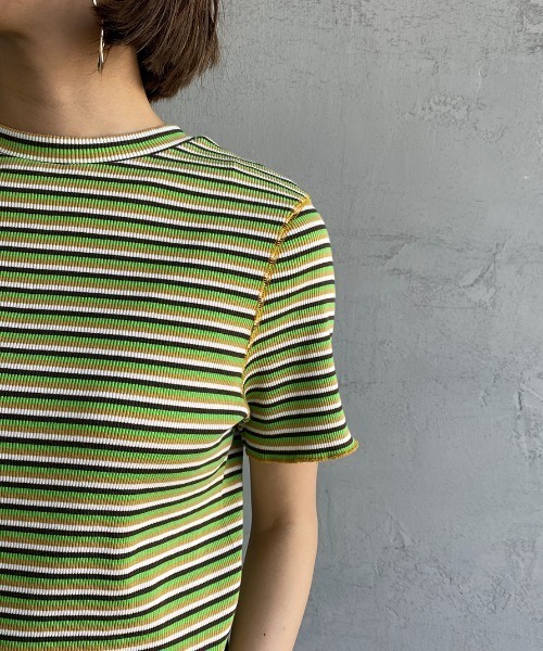 THE SHINZONE（ザ　シンゾーン）の「[THE SHINZONE/ザ シンゾーン] マルチボーダーリブＴシャツ（Tシャツ/カットソー・レディース・グリーン/ブラウン・F）」の14枚目の写真