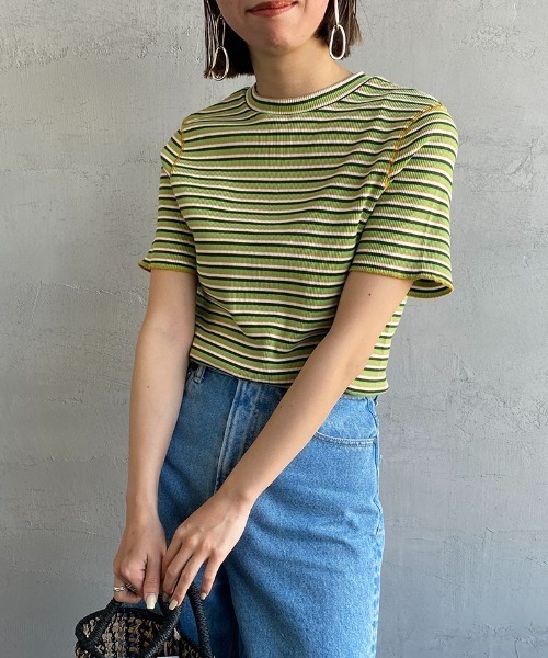 THE SHINZONE（ザ　シンゾーン）の「[THE SHINZONE/ザ シンゾーン] マルチボーダーリブＴシャツ（Tシャツ/カットソー・レディース・グリーン/ブラウン・F）」の21枚目の写真
