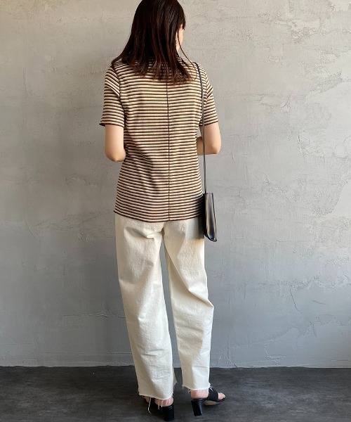THE SHINZONE（ザ　シンゾーン）の「[THE SHINZONE/ザ シンゾーン] マルチボーダーリブＴシャツ（Tシャツ/カットソー・レディース・グリーン/ブラウン・F）」の8枚目の写真