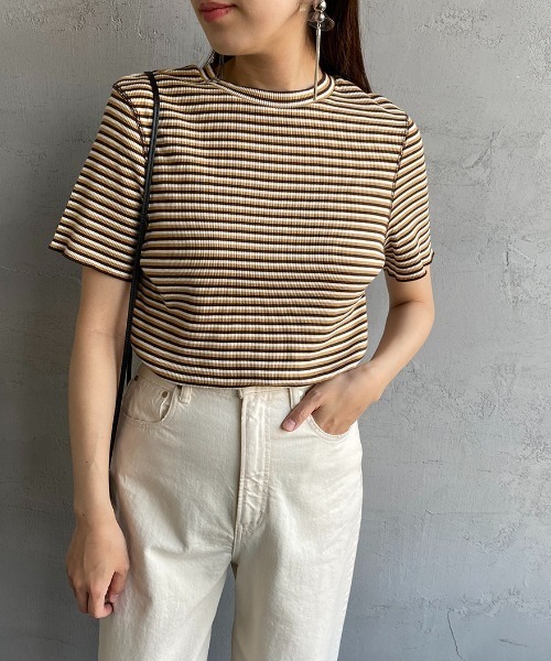 THE SHINZONE（ザ　シンゾーン）の「[THE SHINZONE/ザ シンゾーン] マルチボーダーリブＴシャツ（Tシャツ/カットソー・レディース・グリーン/ブラウン・F）」の19枚目の写真