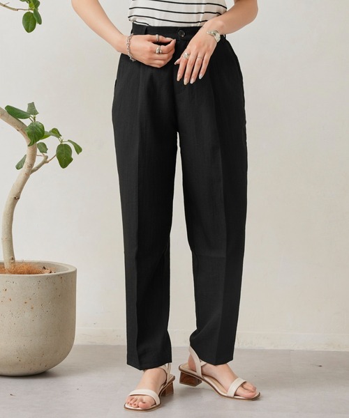 Chez toi（シェトワ）の「リネンタッチテーパードパンツ（その他パンツ・レディース・ブラック/ベージュ/カーキ/ピンク・FREE）」の2枚目の写真