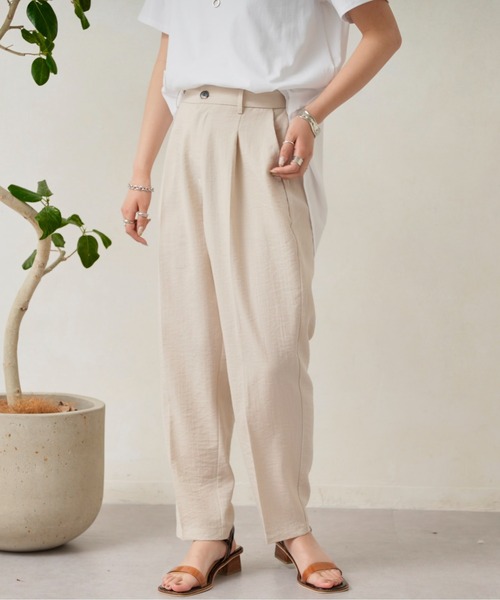 Chez toi（シェトワ）の「リネンタッチテーパードパンツ（その他パンツ・レディース・ブラック/ベージュ/カーキ/ピンク・FREE）」の5枚目の写真