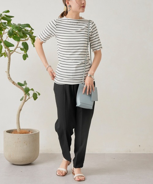 Chez toi（シェトワ）の「リネンタッチテーパードパンツ（その他パンツ・レディース・ブラック/ベージュ/カーキ/ピンク・FREE）」の8枚目の写真