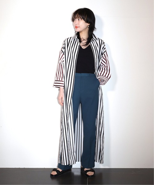 CITYSHOP(シティーショップ)の「STRIPE SHIRT DRESS:ワンピース(ワンピース・レディース・ブラック/ブラウン・36/38)」の5枚目の写真