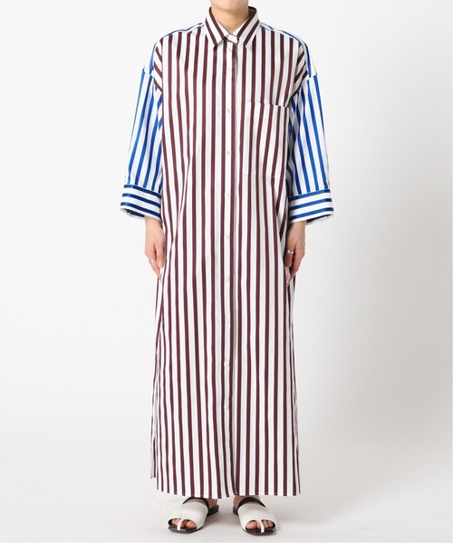 CITYSHOP(シティーショップ)の「STRIPE SHIRT DRESS:ワンピース(ワンピース・レディース・ブラック/ブラウン・36/38)」の8枚目の写真