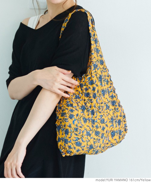 coca（coca）（コカ）の「伸縮レトロフラワーバック（トートバッグ・レディース・ブラック/イエロー・ONE SIZE）」の7枚目の写真
