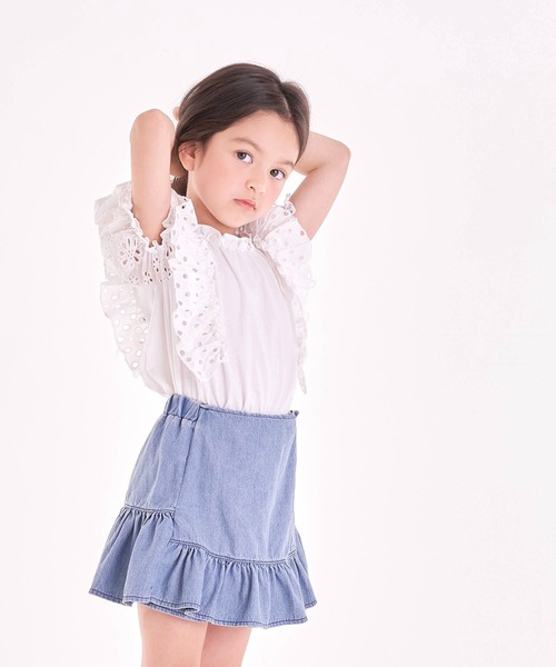 Rora（ローラ）の「ソープ コットンブラウス tシャツ（Tシャツ/カットソー・キッズ・ホワイト・110cm/120cm/130cm/140cm/100cm）」の2枚目の写真