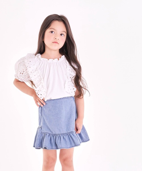 Rora（ローラ）の「ソープ コットンブラウス tシャツ（Tシャツ/カットソー・キッズ・ホワイト・110cm/120cm/130cm/140cm/100cm）」の3枚目の写真