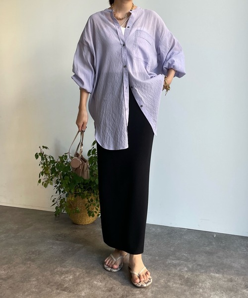 DouDou(ドゥドゥ)の「袖リブバックギャザーシャツ(シャツ/ブラウス・レディース・ブラック/オフホワイト/ピンク/ベージュ/パープル・FREE)」の15枚目の写真