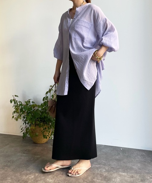 DouDou(ドゥドゥ)の「袖リブバックギャザーシャツ(シャツ/ブラウス・レディース・ブラック/オフホワイト/ピンク/ベージュ/パープル・FREE)」の16枚目の写真