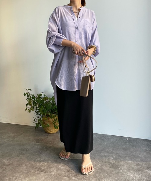 DouDou(ドゥドゥ)の「袖リブバックギャザーシャツ(シャツ/ブラウス・レディース・ブラック/オフホワイト/ピンク/ベージュ/パープル・FREE)」の17枚目の写真