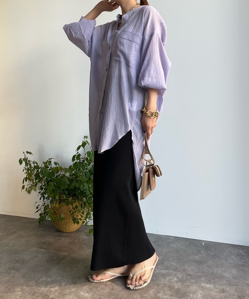 DouDou(ドゥドゥ)の「袖リブバックギャザーシャツ(シャツ/ブラウス・レディース・ブラック/オフホワイト/ピンク/ベージュ/パープル・FREE)」の18枚目の写真