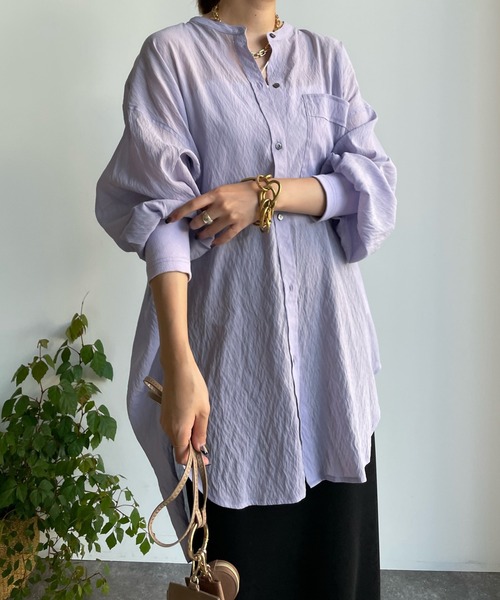 DouDou(ドゥドゥ)の「袖リブバックギャザーシャツ(シャツ/ブラウス・レディース・ブラック/オフホワイト/ピンク/ベージュ/パープル・FREE)」の20枚目の写真