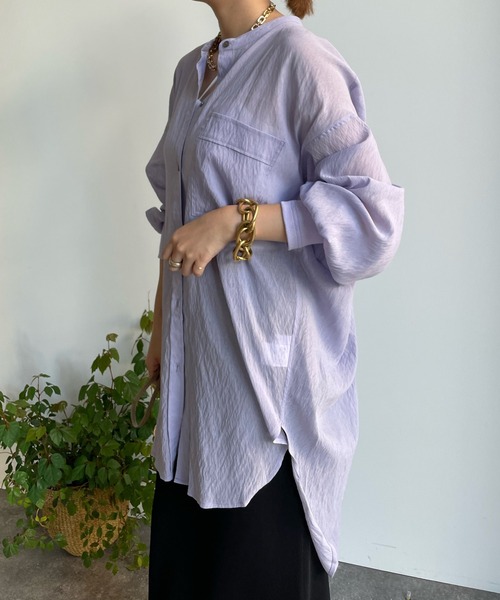 DouDou(ドゥドゥ)の「袖リブバックギャザーシャツ(シャツ/ブラウス・レディース・ブラック/オフホワイト/ピンク/ベージュ/パープル・FREE)」の21枚目の写真