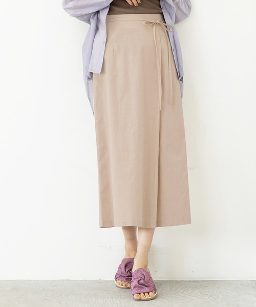 GeeRA(ジーラ)の「リネンライクラップ風スカート(スカート・レディース・ブラウン/グリーン/ライトベージュ・MEDIUM/LARGE/X-LARGE)」の2枚目の写真