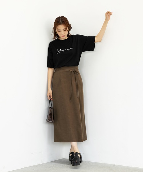 GeeRA(ジーラ)の「リネンライクラップ風スカート(スカート・レディース・ブラウン/グリーン/ライトベージュ・MEDIUM/LARGE/X-LARGE)」の10枚目の写真