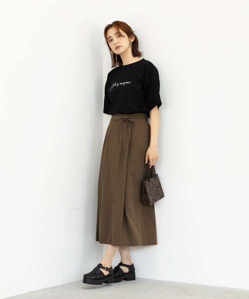 GeeRA(ジーラ)の「リネンライクラップ風スカート(スカート・レディース・ブラウン/グリーン/ライトベージュ・MEDIUM/LARGE/X-LARGE)」の11枚目の写真