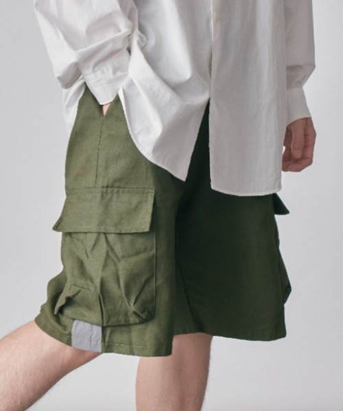 SETUP7（セットアップセブン）の「【SETUP7】マルチポケットカーゴハーフパンツ SCCH011（カーゴパンツ・メンズ・ブラック/ベージュ/グリーン・4/5）」の3枚目の写真
