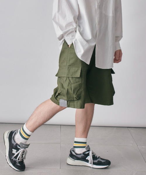 SETUP7（セットアップセブン）の「【SETUP7】マルチポケットカーゴハーフパンツ SCCH011（カーゴパンツ・メンズ・ブラック/ベージュ/グリーン・4/5）」の9枚目の写真