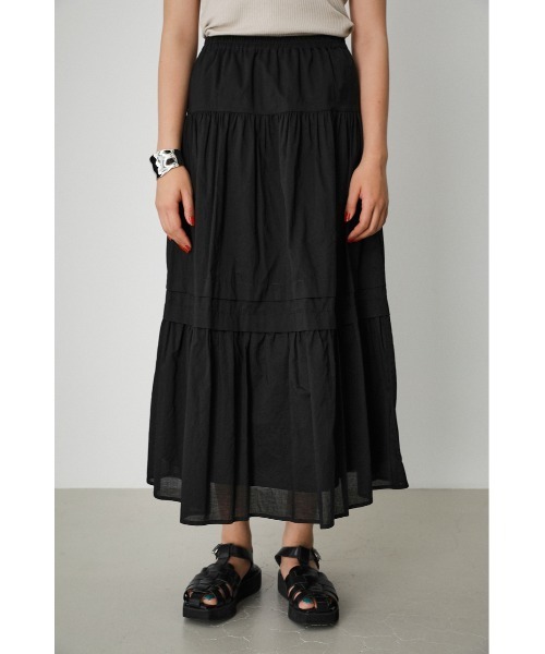 美品★マディソンブルー TIERED SKIRT ティアード スカート 00 黒 MADISONBLUE(マディソンブルー)のティアードスカート通販 | 集英社