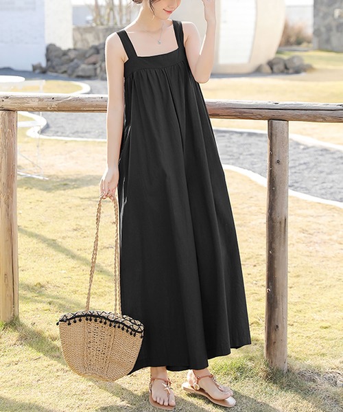 Primazel(プリマゼル)の「ウエストリボン付きワイドオールインワン(サロペット/オーバーオール・レディース・ライトブラウン/ベージュ/ブラック・M)」の5枚目の写真