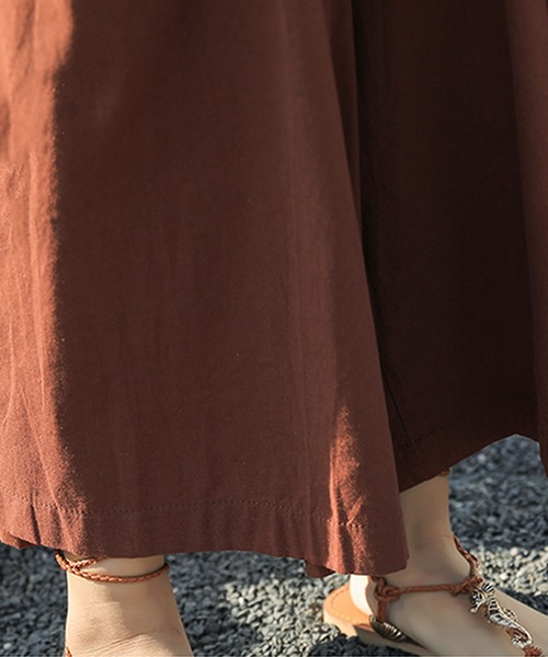 Primazel(プリマゼル)の「ウエストリボン付きワイドオールインワン(サロペット/オーバーオール・レディース・ライトブラウン/ベージュ/ブラック・M)」の16枚目の写真