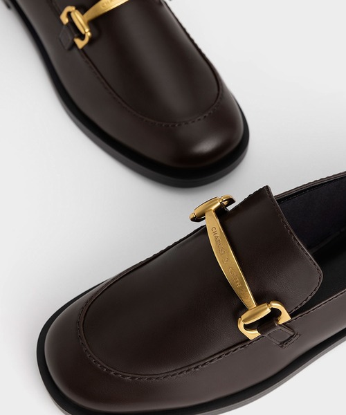 CHARLES & KEITH ブラック メタリックアクセント ローファー CHARLES & KEITH（チャールズ & キース）の「メタリック