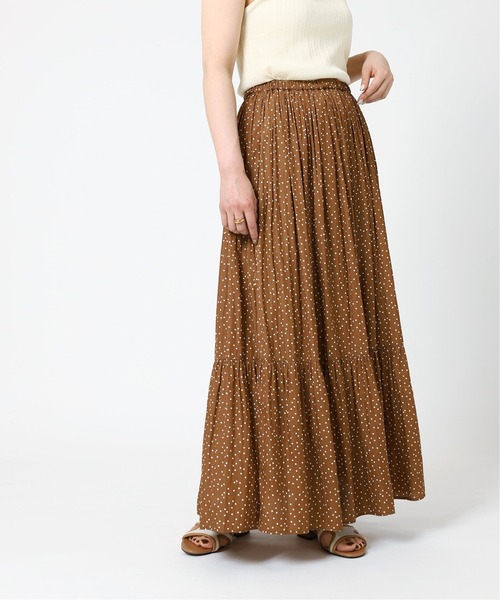 B.C STOCK(ベーセーストック)の「ドットティアードスカート(スカート・レディース・ホワイト/ブラック/キャメル・FREE)」の1枚目の写真