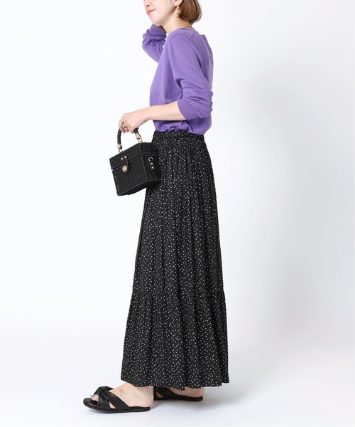 B.C STOCK(ベーセーストック)の「ドットティアードスカート(スカート・レディース・ホワイト/ブラック/キャメル・FREE)」の10枚目の写真