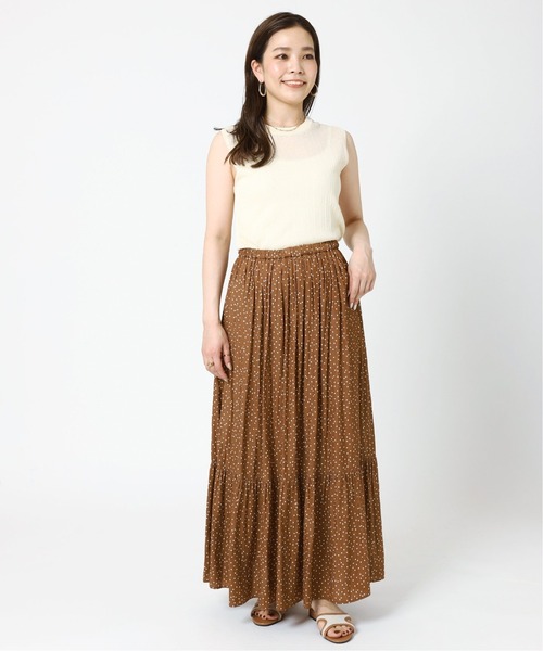 B.C STOCK(ベーセーストック)の「ドットティアードスカート(スカート・レディース・ホワイト/ブラック/キャメル・FREE)」の5枚目の写真