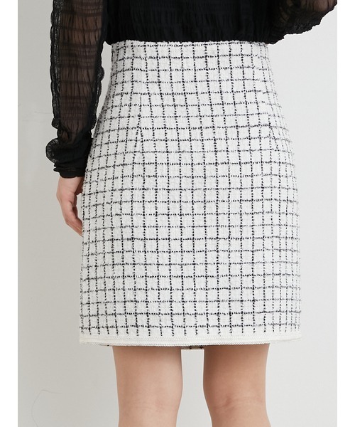 LILY BROWN（リリーブラウン）の「ブレードトリムツイードミニスカート（スカート・レディース・ホワイト/ブラック/ターコイズブルー・1/0）」の9枚目の写真