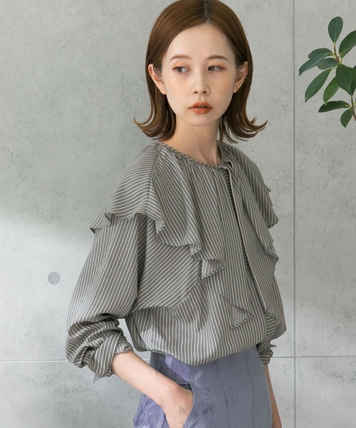 URBAN RESEARCH ROSSO（アーバンリサーチロッソ）の「3WAYマルチストライプブラウス（シャツ/ブラウス・レディース・ネイビー/ブルー系その他/キャメル・FREE）」の13枚目の写真