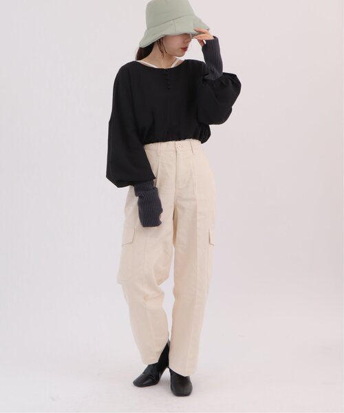 RAY CASSIN（レイカズン）の「ツイルワークジョガーパンツ（その他パンツ・レディース・カーキ/キナリ・FREE）」の11枚目の写真