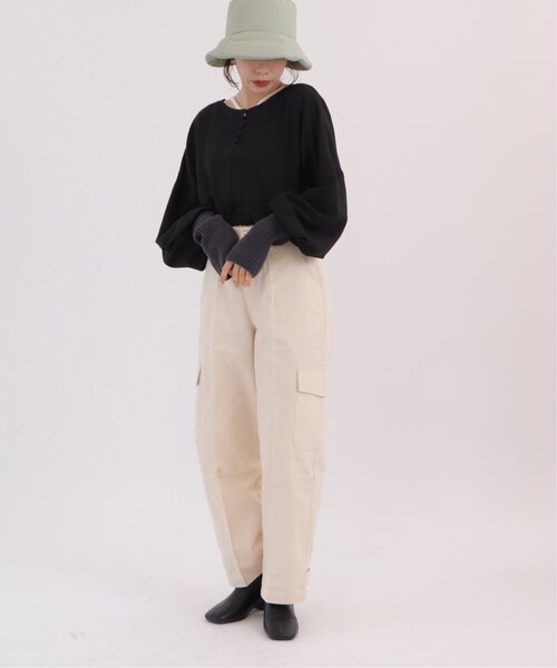 RAY CASSIN（レイカズン）の「ツイルワークジョガーパンツ（その他パンツ・レディース・カーキ/キナリ・FREE）」の12枚目の写真