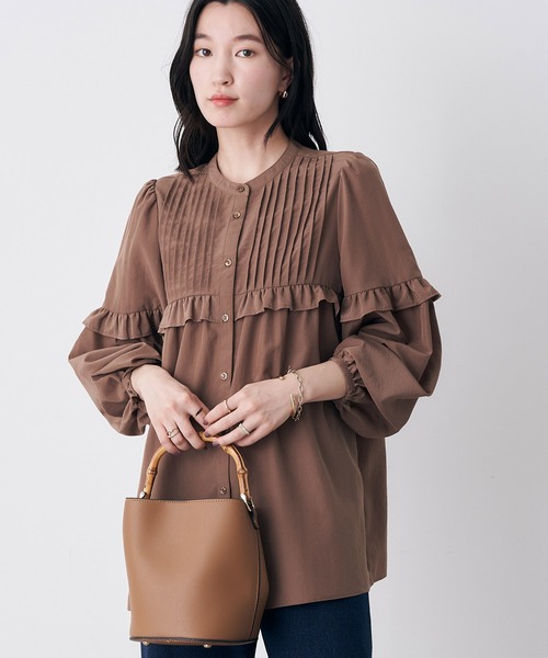 earth music&ecology（アースミュージックアンドエコロジー）の「ピンタックブラウス（シャツ/ブラウス・レディース・ブラウン/アイボリー/ラベンダー・FREE）」の3枚目の写真