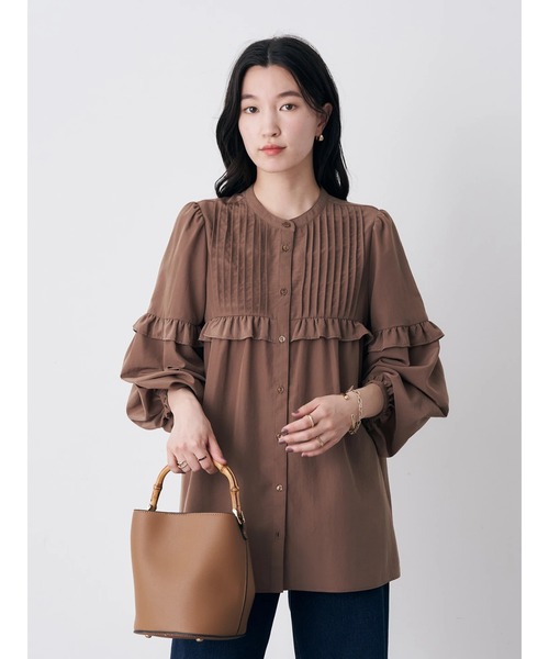 earth music&ecology（アースミュージックアンドエコロジー）の「ピンタックブラウス（シャツ/ブラウス・レディース・ブラウン/アイボリー/ラベンダー・FREE）」の4枚目の写真