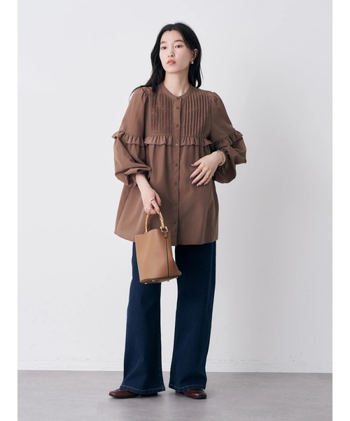 earth music&ecology（アースミュージックアンドエコロジー）の「ピンタックブラウス（シャツ/ブラウス・レディース・ブラウン/アイボリー/ラベンダー・FREE）」の9枚目の写真