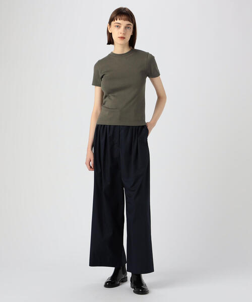 EDITION(エディション)の「COTTON MODAL コットンレーヨン ハーフスリーブトップス(Tシャツ/カットソー・レディース・ホワイト/ブラック/カーキ・FREE)」の8枚目の写真