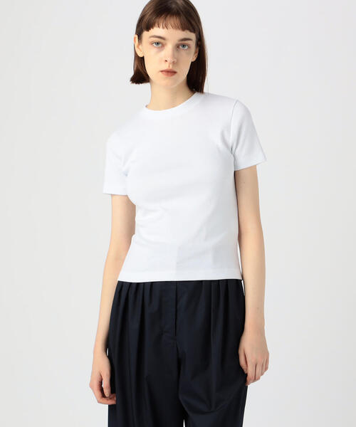EDITION(エディション)の「COTTON MODAL コットンレーヨン ハーフスリーブトップス(Tシャツ/カットソー・レディース・ホワイト/ブラック/カーキ・FREE)」の4枚目の写真