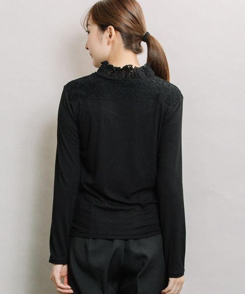 ELVENCE DEUX（エルベンスドゥ）の「テレコレースツカイHN（Tシャツ/カットソー・レディース・ブラック/ベージュ/オフホワイト・MEDIUM/LARGE）」の9枚目の写真
